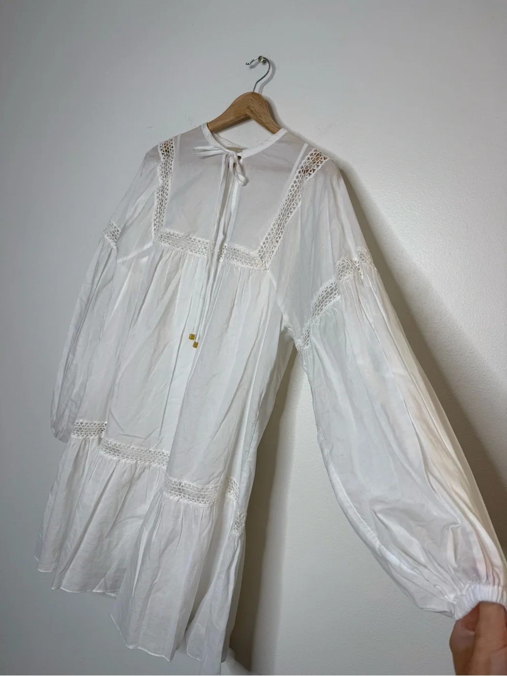 Michael Kors 100% Cotton Coastal Cottagecore ren fair prairie tiered white dress